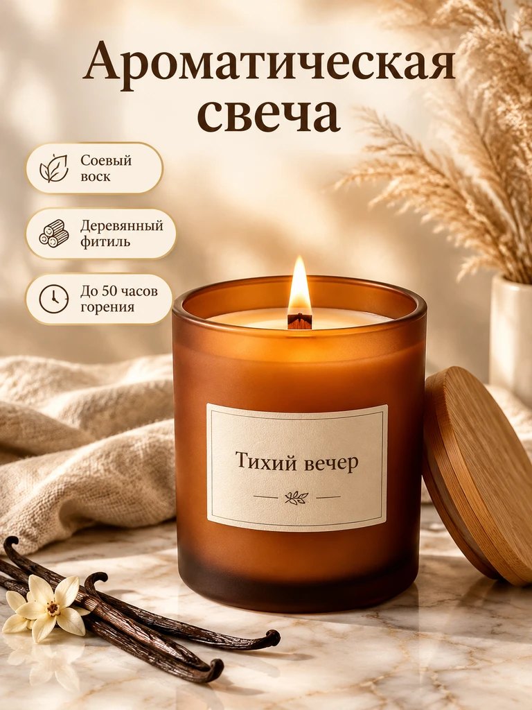 Карточка товара: ароматическая свеча «Тихий вечер»
