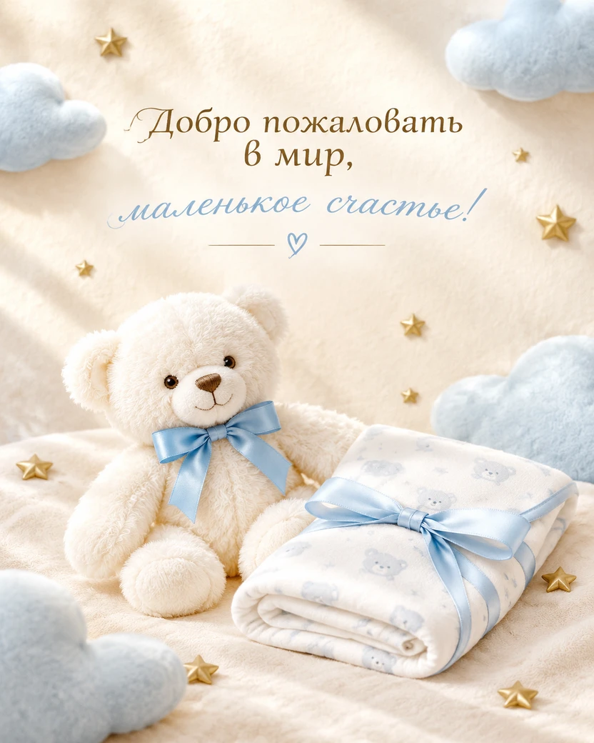 Открытка «Добро пожаловать в мир, маленькое счастье!»