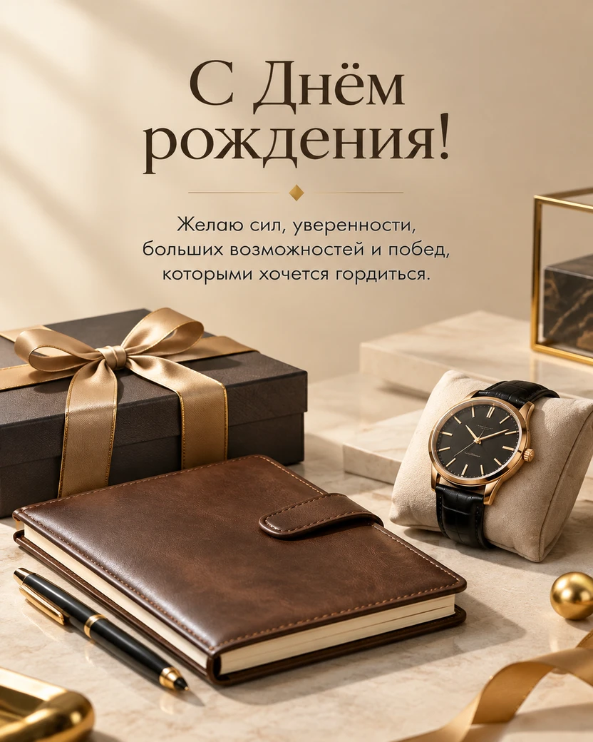 Мужская открытка «С Днём рождения!»
