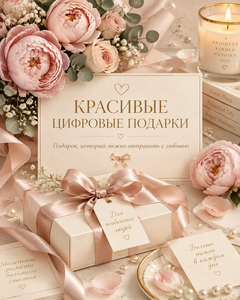 Красивые цифровые подарки: обложка серии открыток