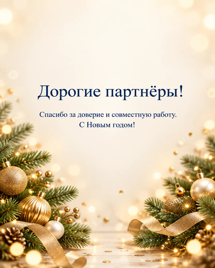Корпоративная открытка «Дорогие партнёры!» в золотом